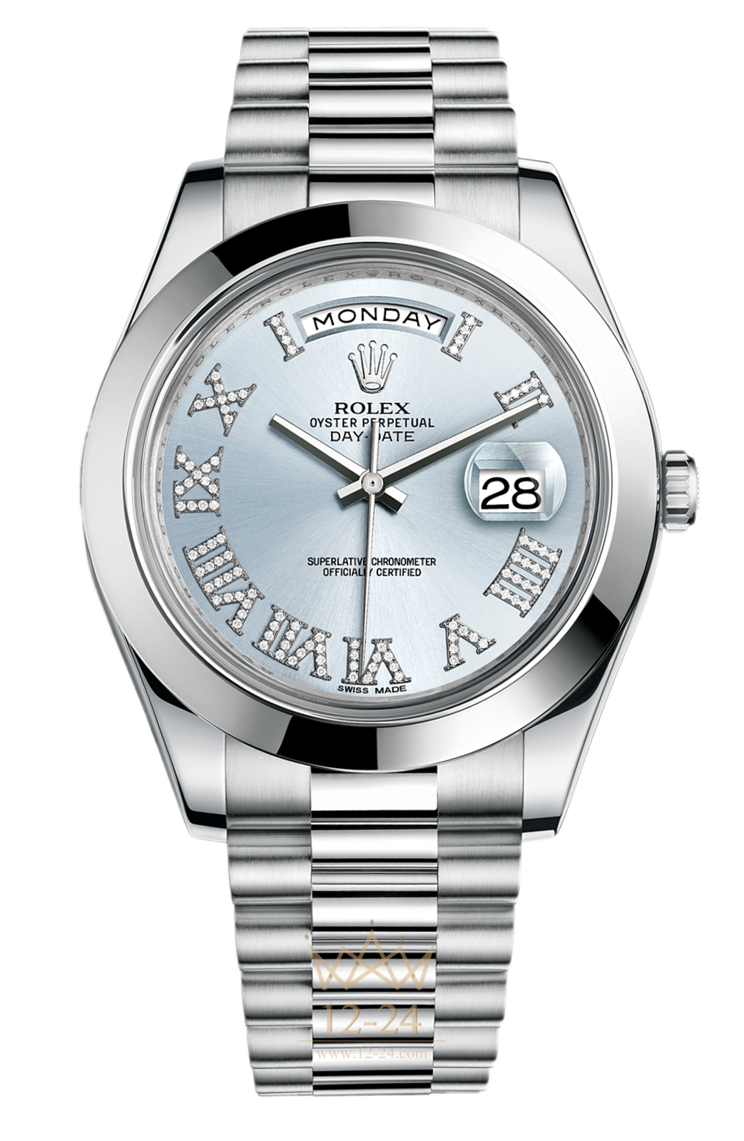 Rolex Day-Date 41 Diamond Platinum Men's Watch Worldofluxuryus