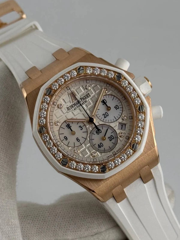 Audemars Piguet Royal Oak Offshore Chronograph 18K Rose Gold & Diamonds Ladies Watch