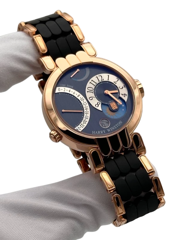 Harry Winston Premier Excenter TimeZone 18K Rose Gold Men's Watch