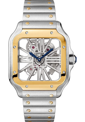 Cartier Santos De Cartier Skeleton Stainless steel & 18K Yellow Gold Men's Watch