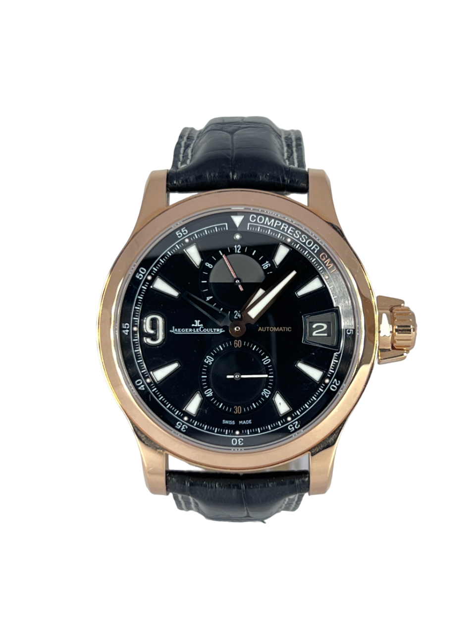 Jaeger LeCoultre Master Compressor Rose Gold Leather Men`s Watch