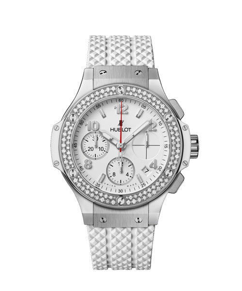 Hublot Big Bang 41mm Steel Diamonds Rubber White Ladies Watch