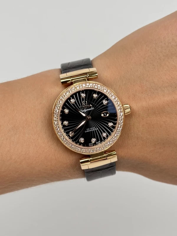 Omega De Ville Ladymatic 18K Rose Gold & Diamonds Lady's Watch