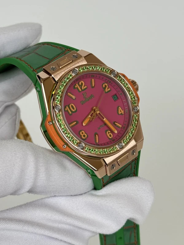Hublot Big Bang Pop Art King Gold Apple 18K Rose Gold & Tsavorites Lady's Watch