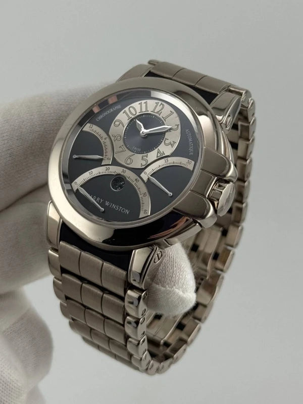Harry Winston Ocean Triple Retrograde Chronograph 18K White Gold Men's Watch