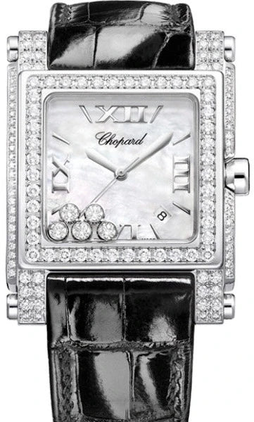 Chopard Happy Sport Square XL 18K White Gold & Diamonds Lady's Watch