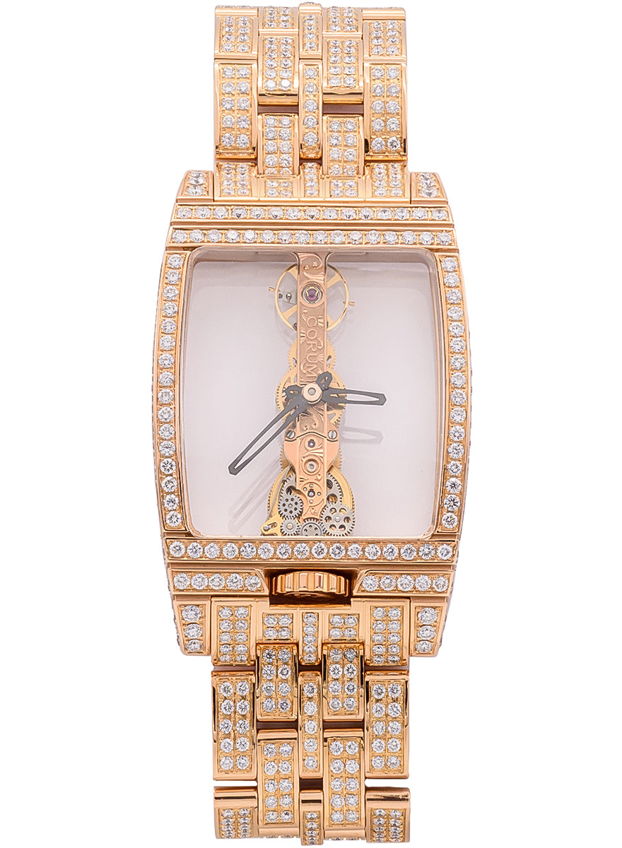 Corum Golden Bridge 18K Rose Gold & Diamonds Pice Unique Unisex Watch