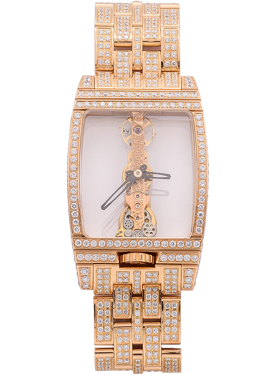 Corum Golden Bridge 18K Rose Gold Diamonds Pice Unique Unisex