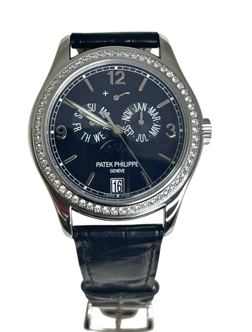 Patek Philippe Complications Annual Calendar Moonphase 18k White Gold & Diamonds Men's Watch