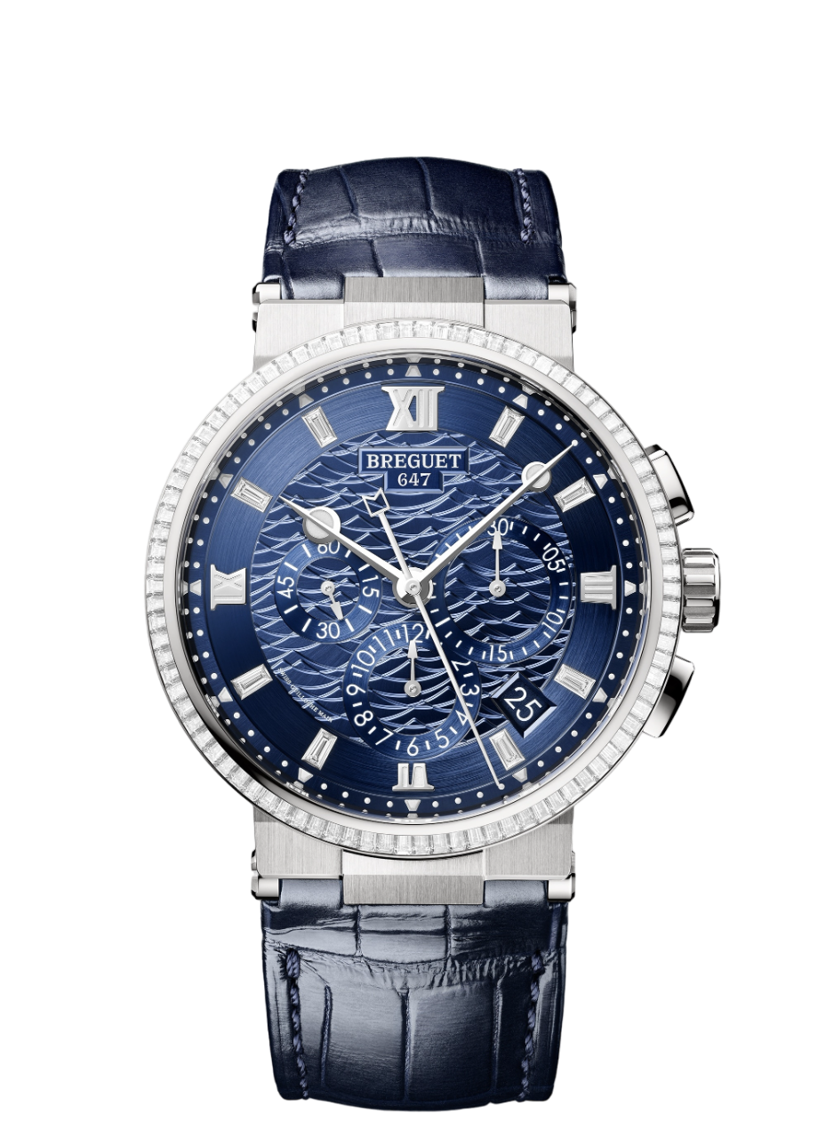 Breguet Marine Chronograph 18K White Gold & Diamonds Men's Watch