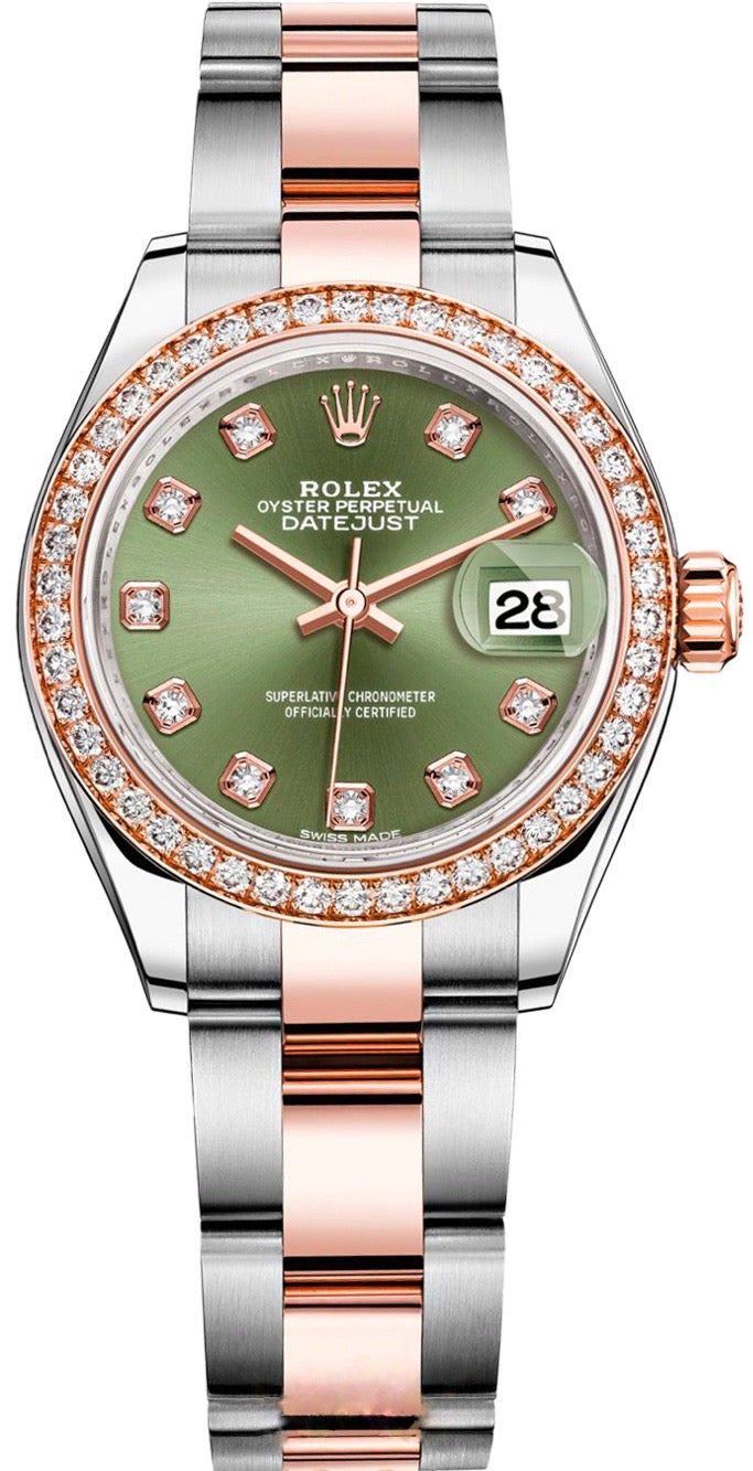 Rolex Datejust Stainless Steel & 18K Rose Gold & Diamonds Lady's Watch