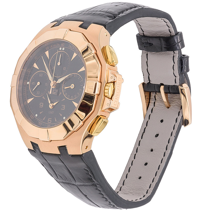 Concord Saratoga Dual Time Chronograph 18K Rose gold Men's Watch