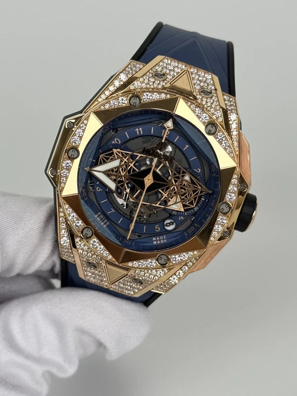 Hublot Big Bang Sang Bleu II 18K Rose Gold Blue Pavé Men's Watch