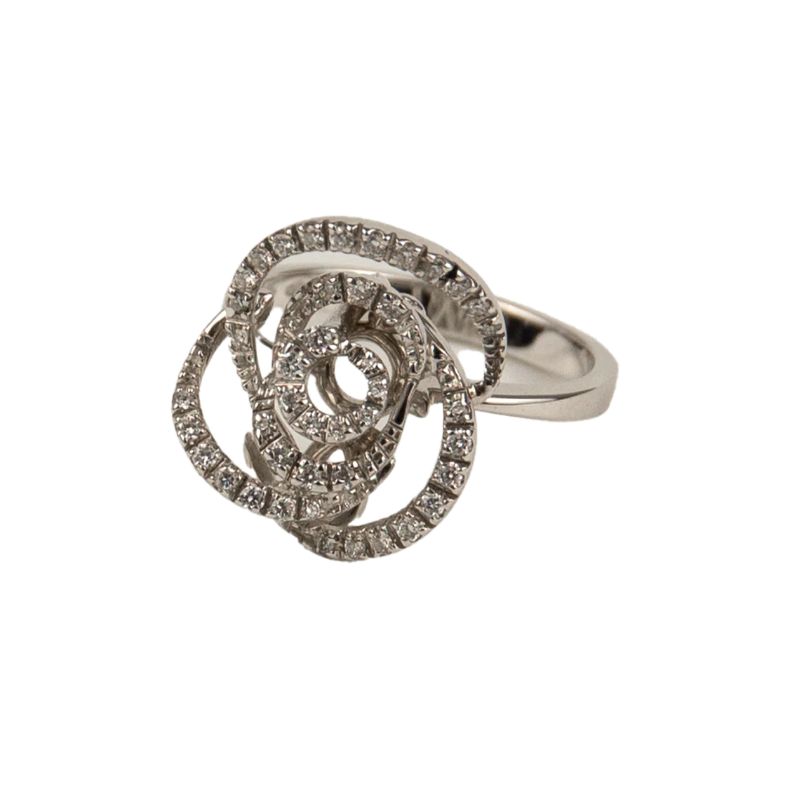 Damiani 18K White Gold Diamond Rose Lady's Ring