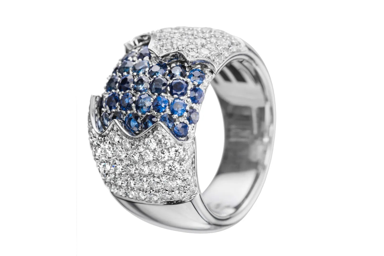 Damiani Fiordi White Gold & Diamonds & Sapphires Ladies Ring