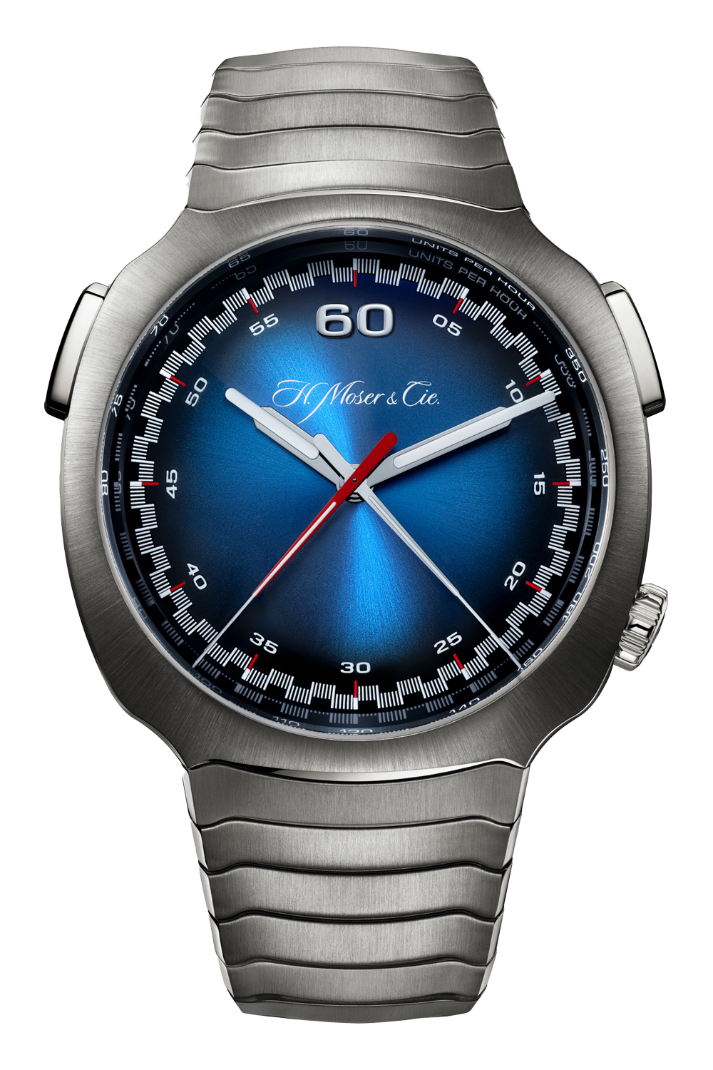 H. Moser & Cie. Streamliner Flyback Chronograph Automatic Funky Blue Stainless Steel Men's Watch