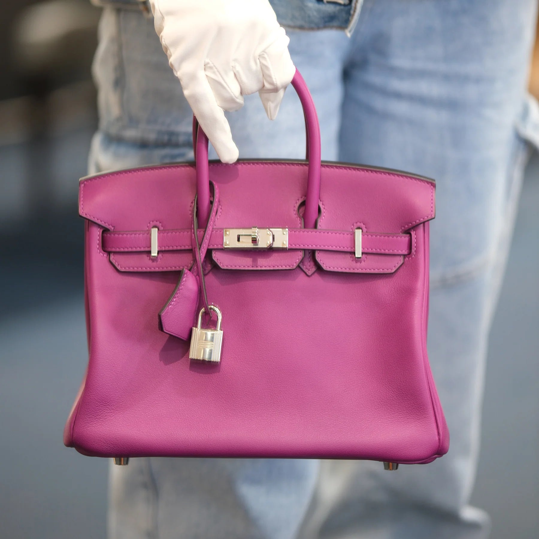 Hermes Birkin 25 Anemone Swift with Palladium Hardware Bag