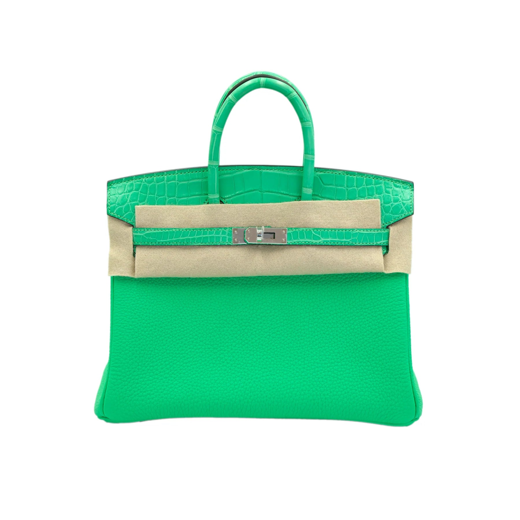 Hermes Birkin 25 Vert Comics Togo and Matte Alligator Touch with Palladium Hardware Bag