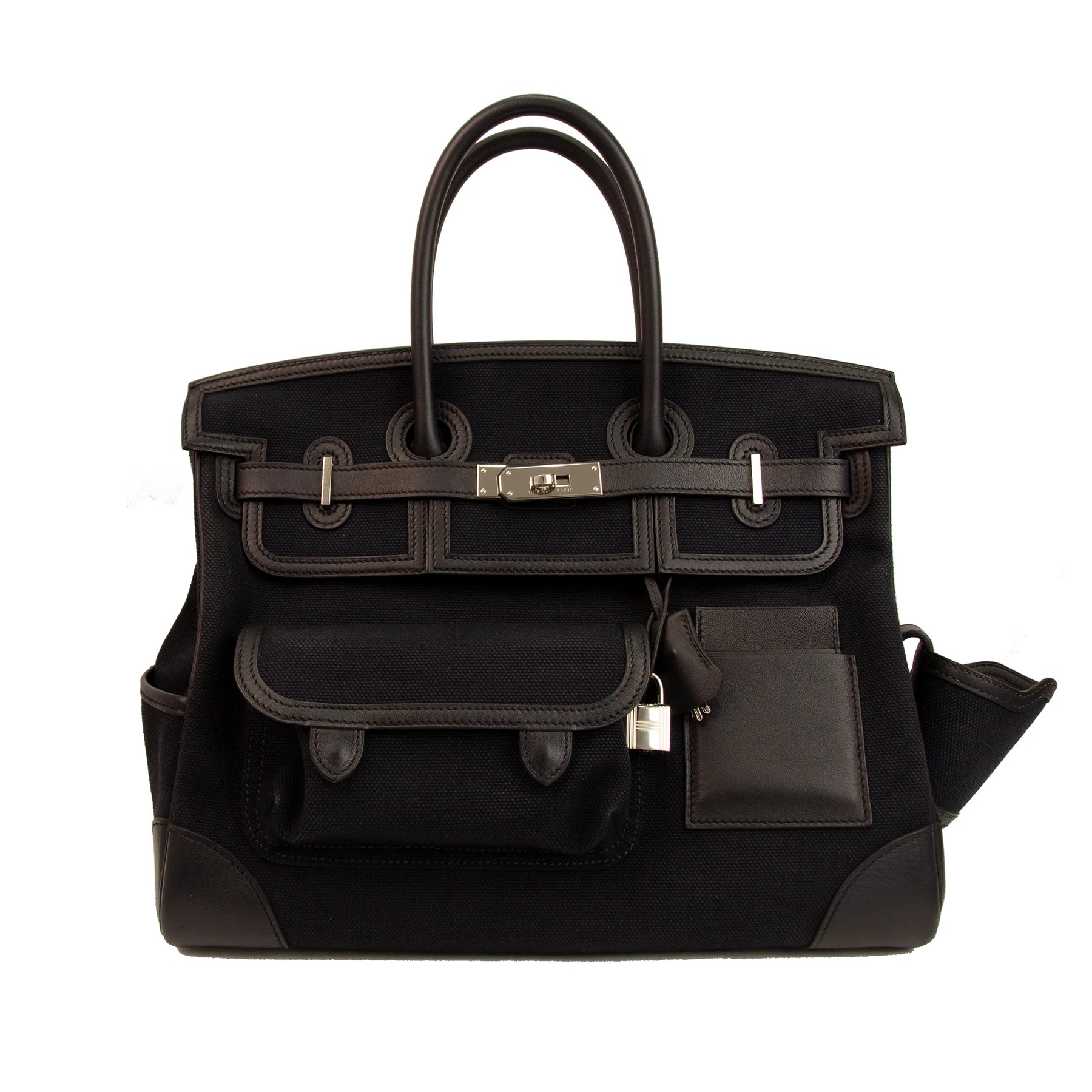 Hermes Birkin 35 Cargo Black Canvas with Palladium Hardware Bag