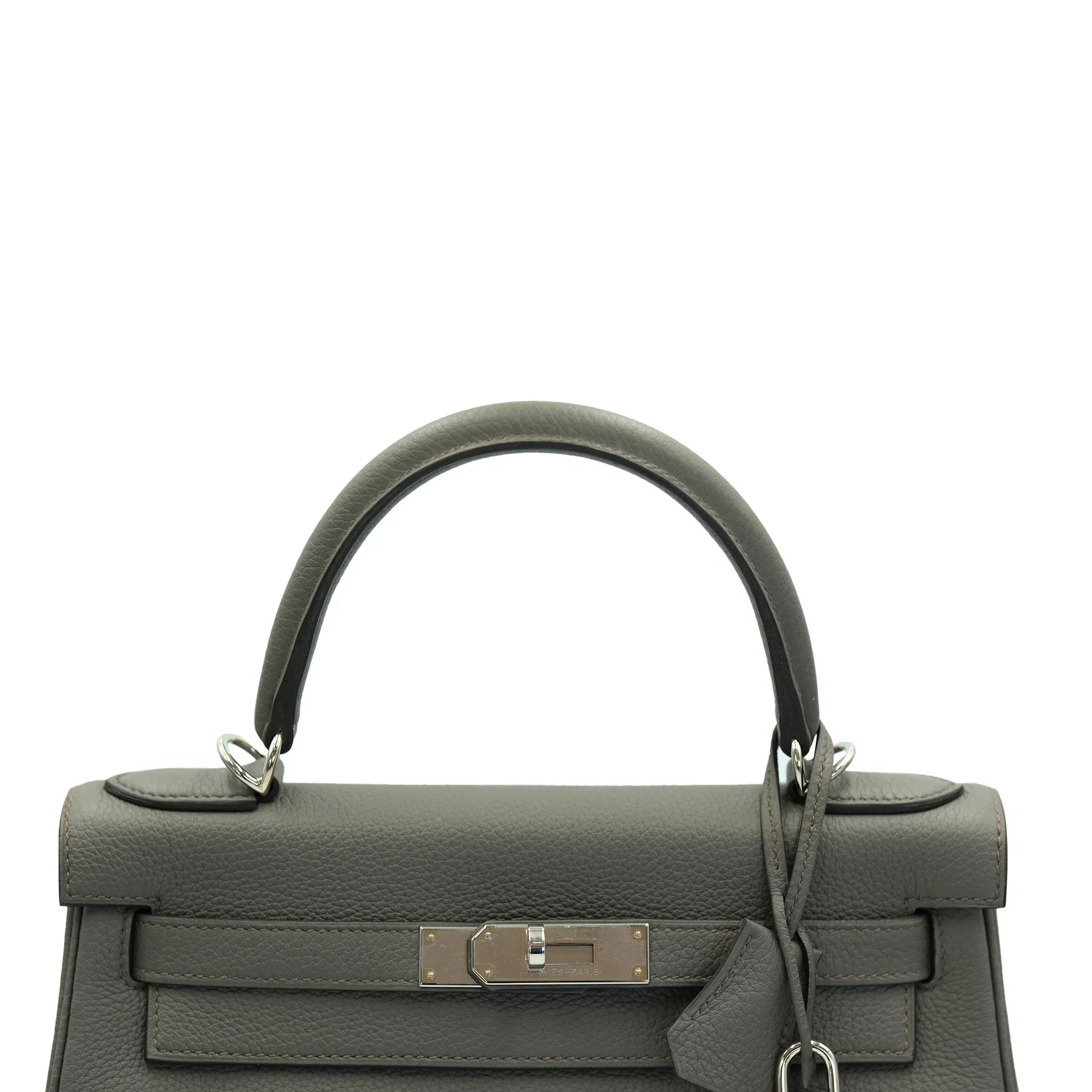 Hermes Kelly 28 Retourne Gris Meyer Togo with Palladium Hardware Bag