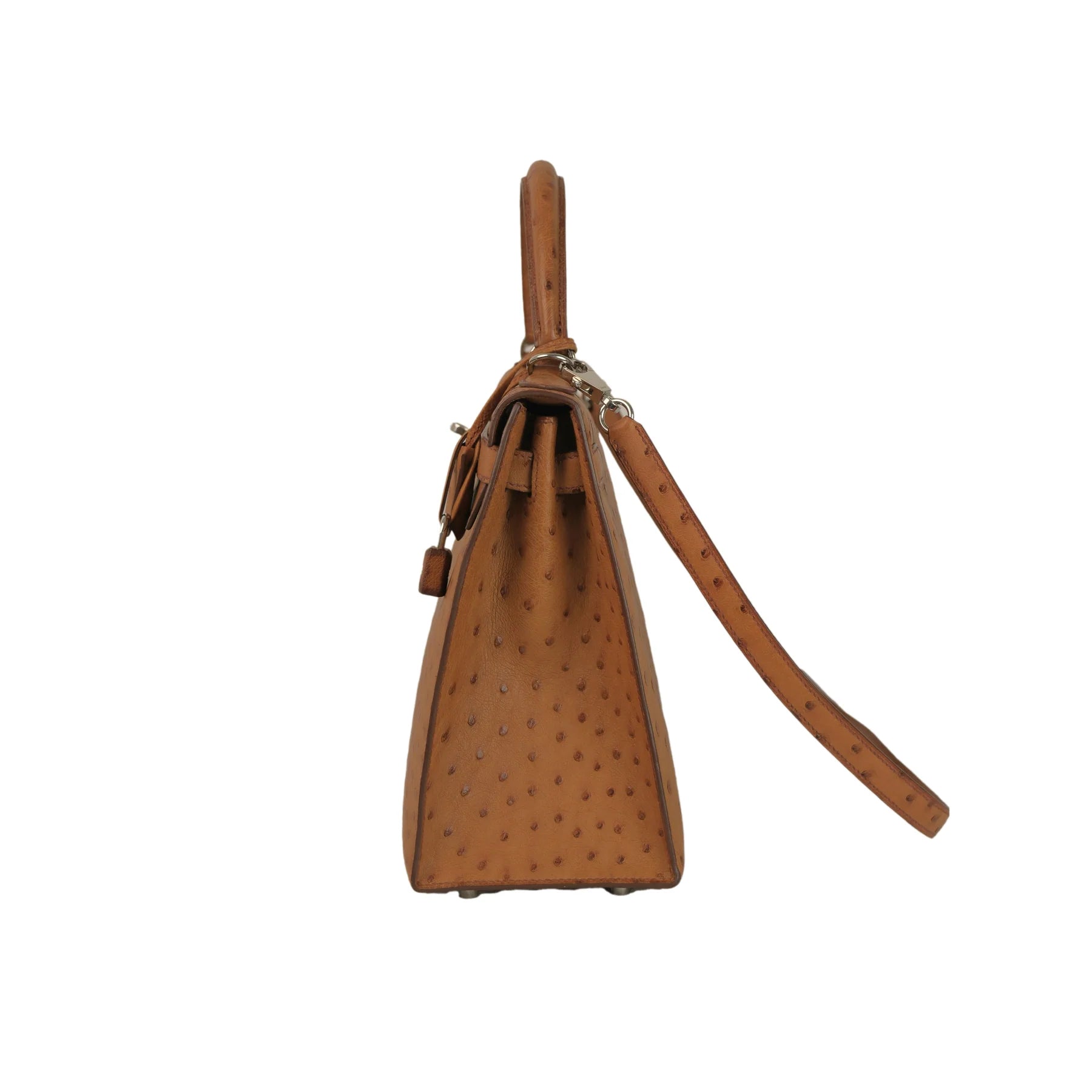 Hermes Kelly 28 Sellier Cognac Ostrich with Palladium Hardware Bag