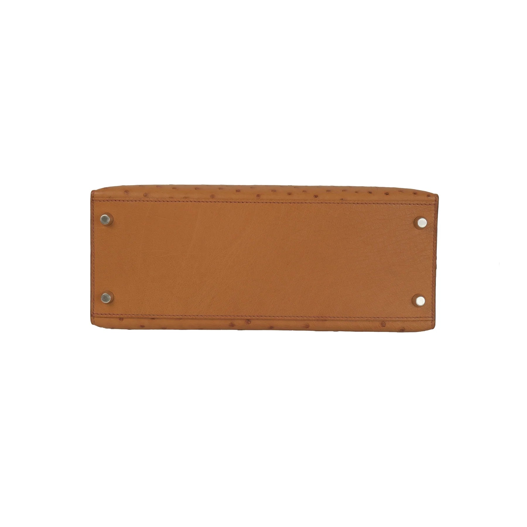 Hermes Kelly 28 Sellier Cognac Ostrich with Palladium Hardware Bag
