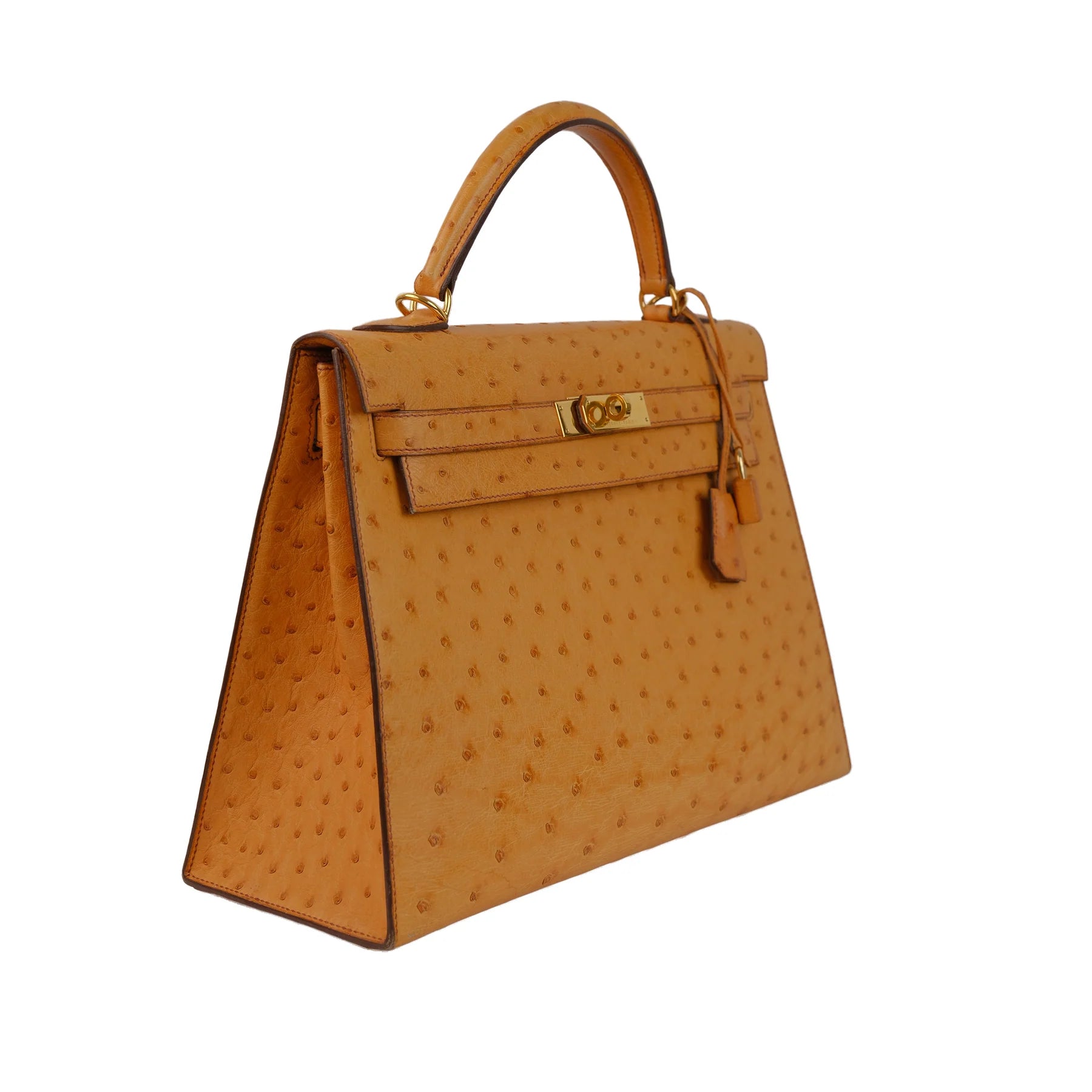 Hermes Kelly 32 Ostrich Kelly Sellier with Gold Hardware Bag