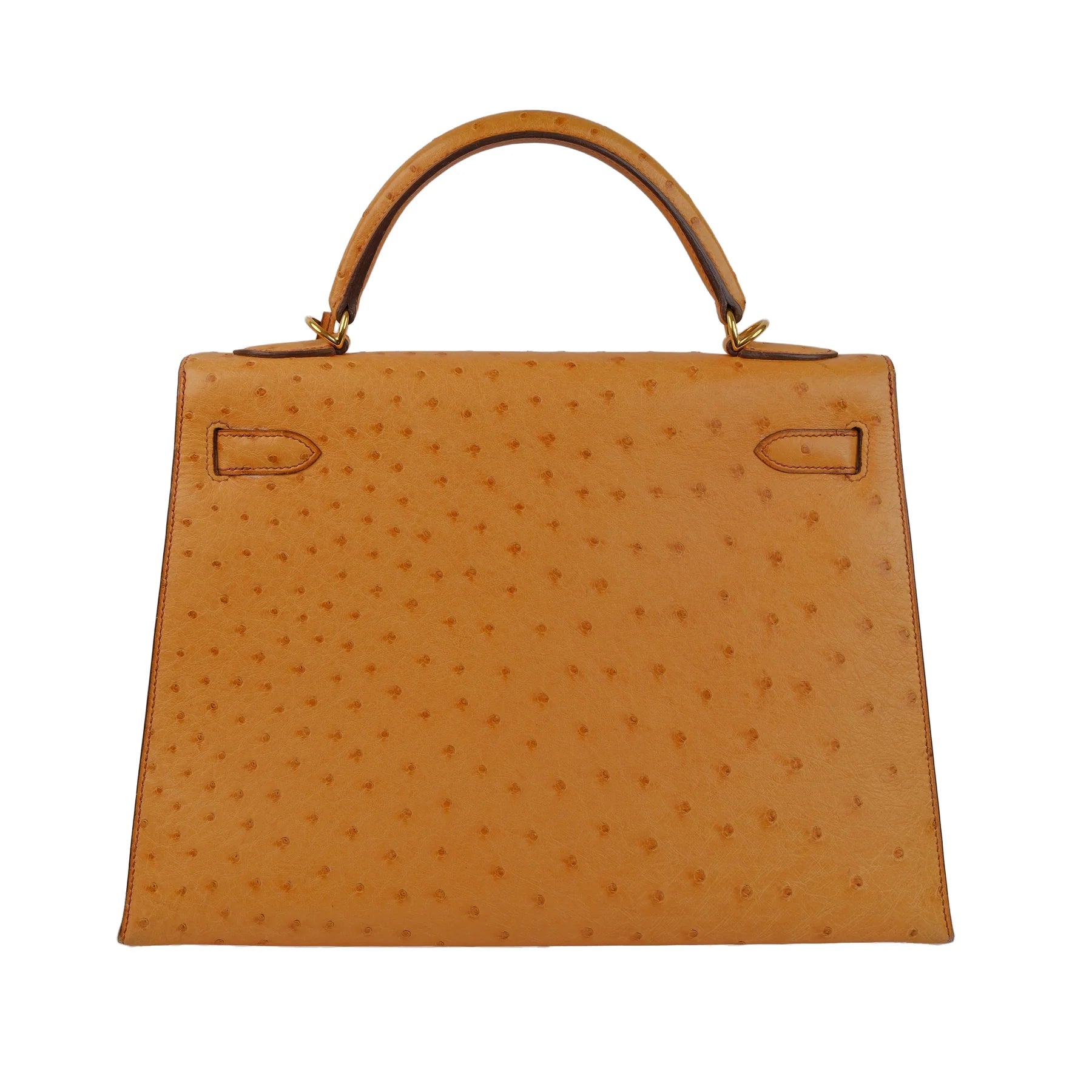 Hermes Kelly 32 Ostrich Kelly Sellier with Gold Hardware Bag
