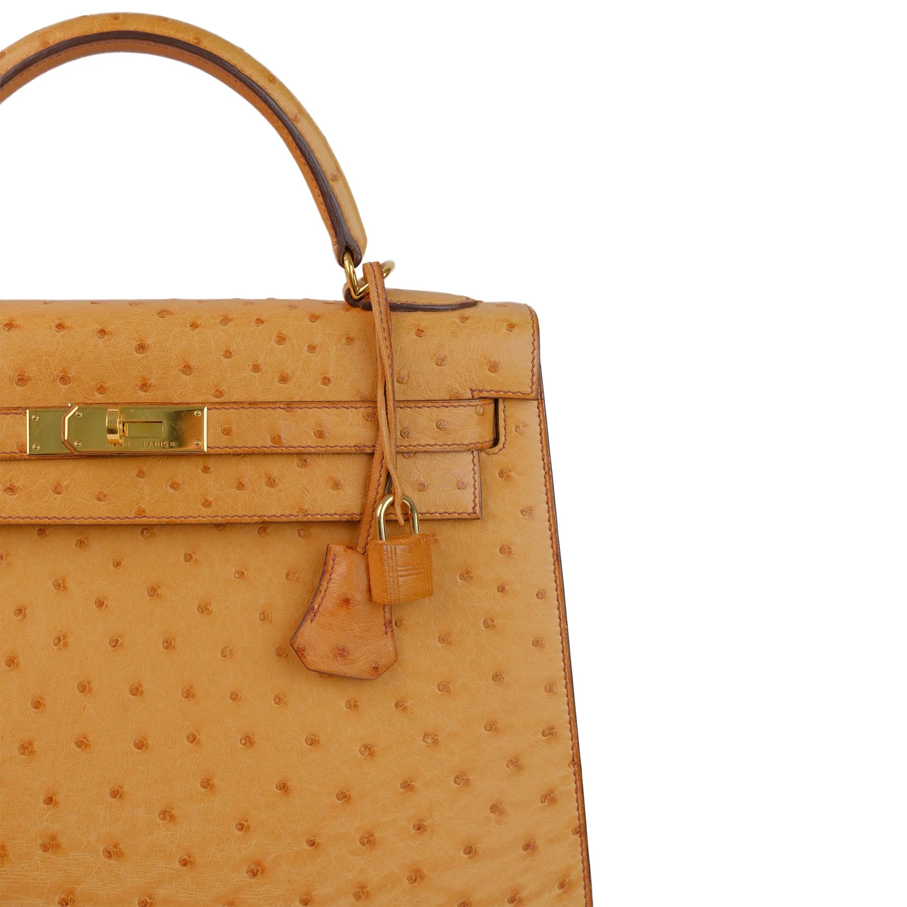 Hermes Kelly 32 Ostrich Kelly Sellier with Gold Hardware Bag