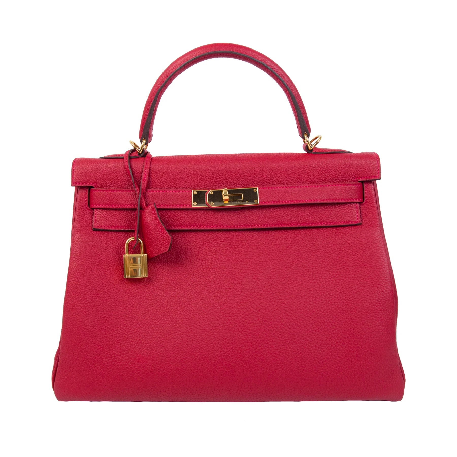 Hermes Kelly 32 Rouge VIF Togo Retourne with Gold Hardware Bag