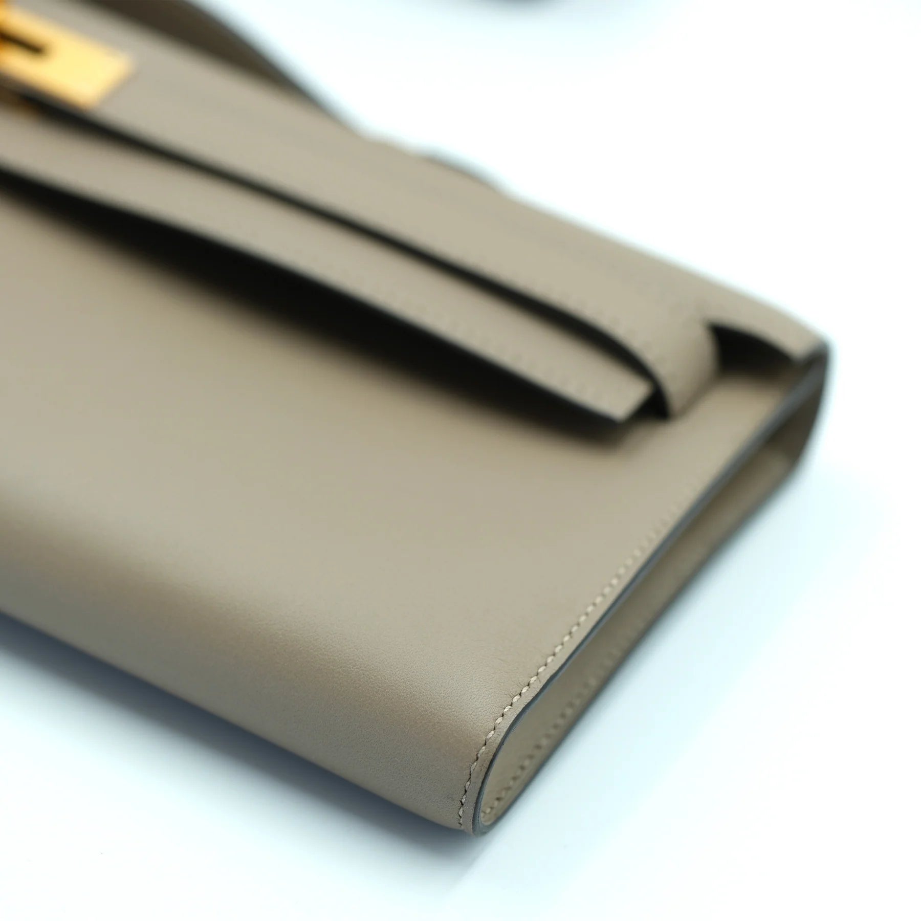 Hermes Kelly Cut Gris Asphalt Swift with Gold Hardware Bag