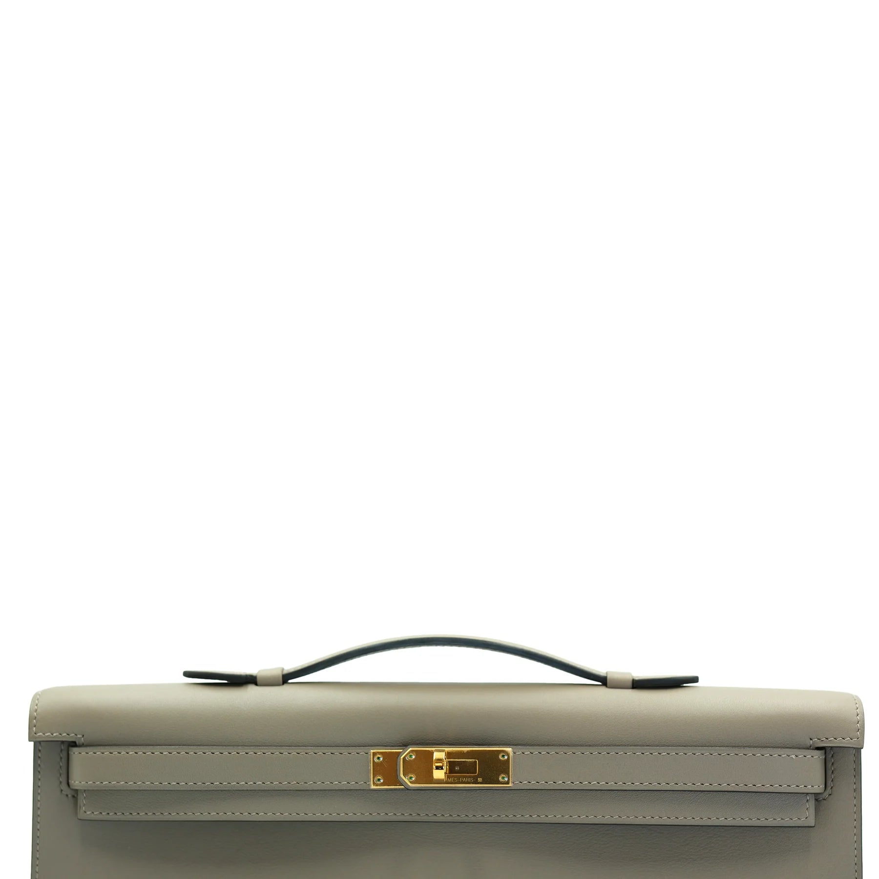 Hermes Kelly Cut Gris Asphalt Swift with Gold Hardware Bag