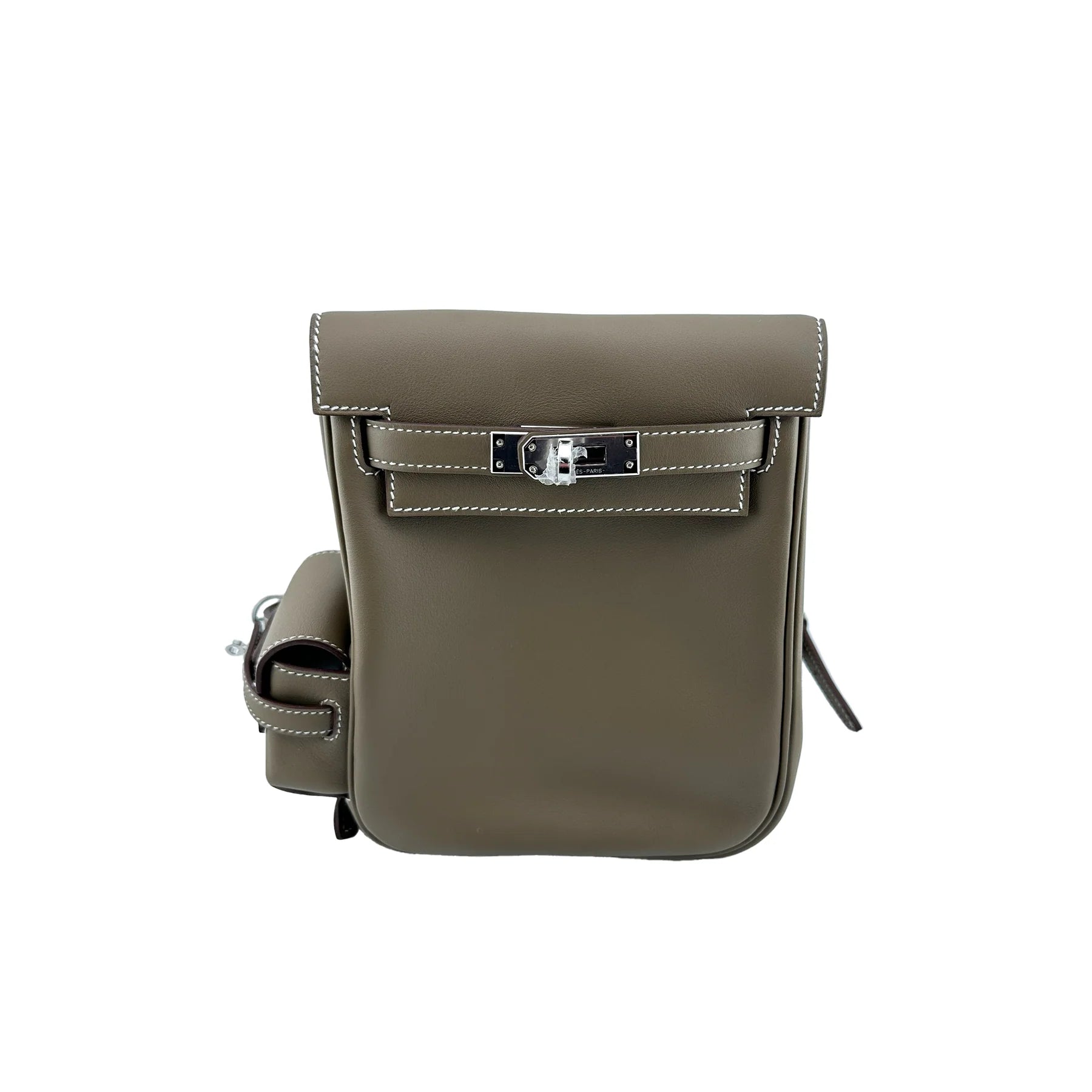 Hermes Mini Kelly Jump Backpack Etoupe Swift with Palladium Hardware Bag