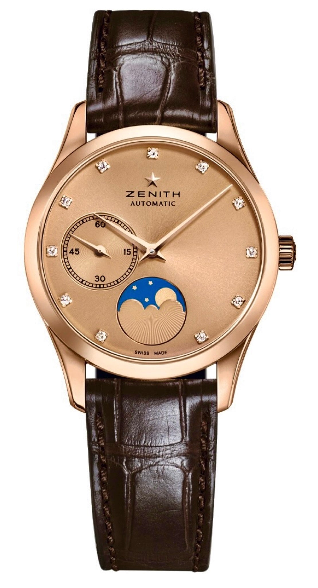 Zenith Ultra Thin Lady Moonphase 18K Rose Gold & Diamonds Lady's Watch