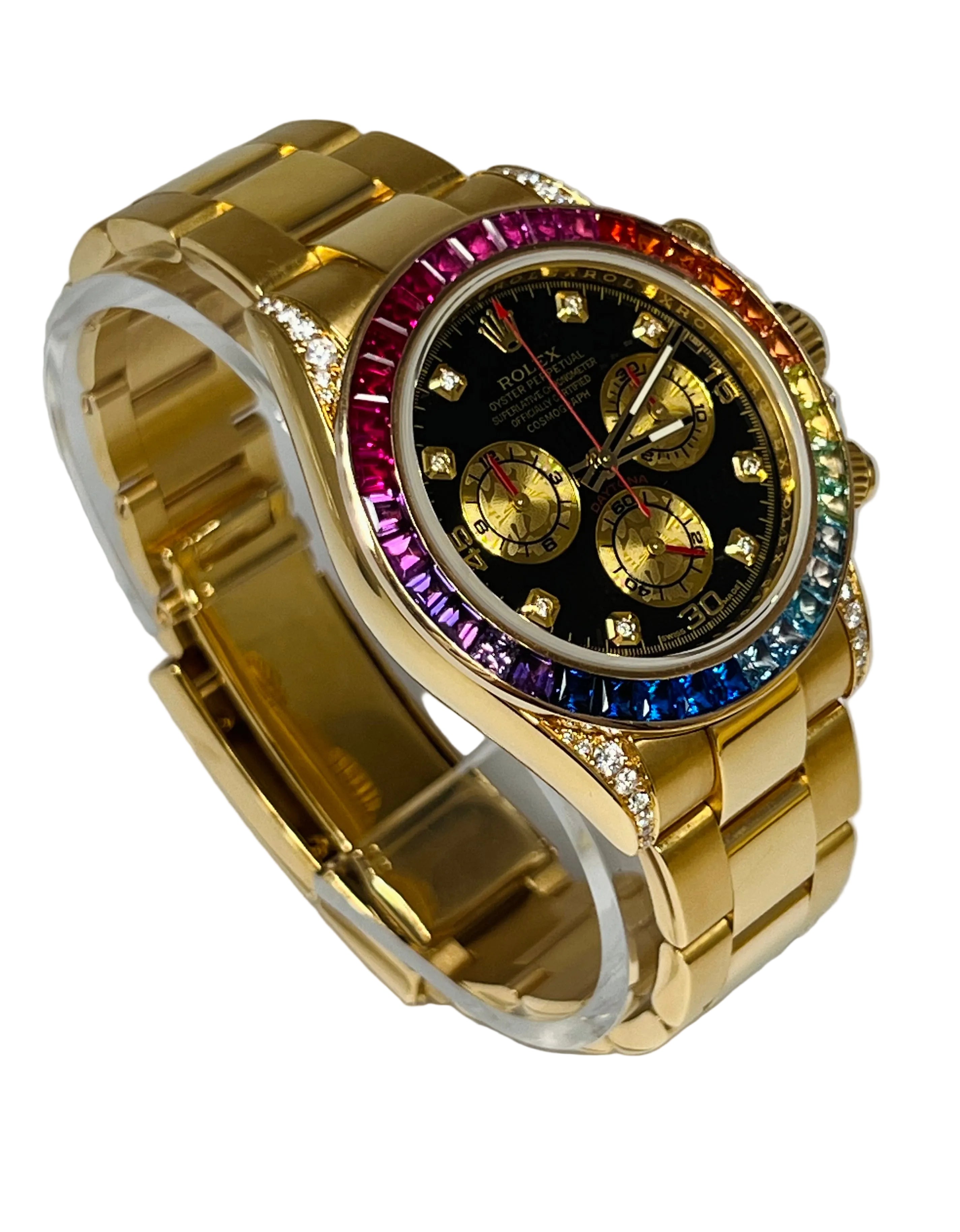 Rolex Daytona Cosmograph 'Rainbow' 18K Yellow Gold & Diamonds & Sapphires Men's Watch
