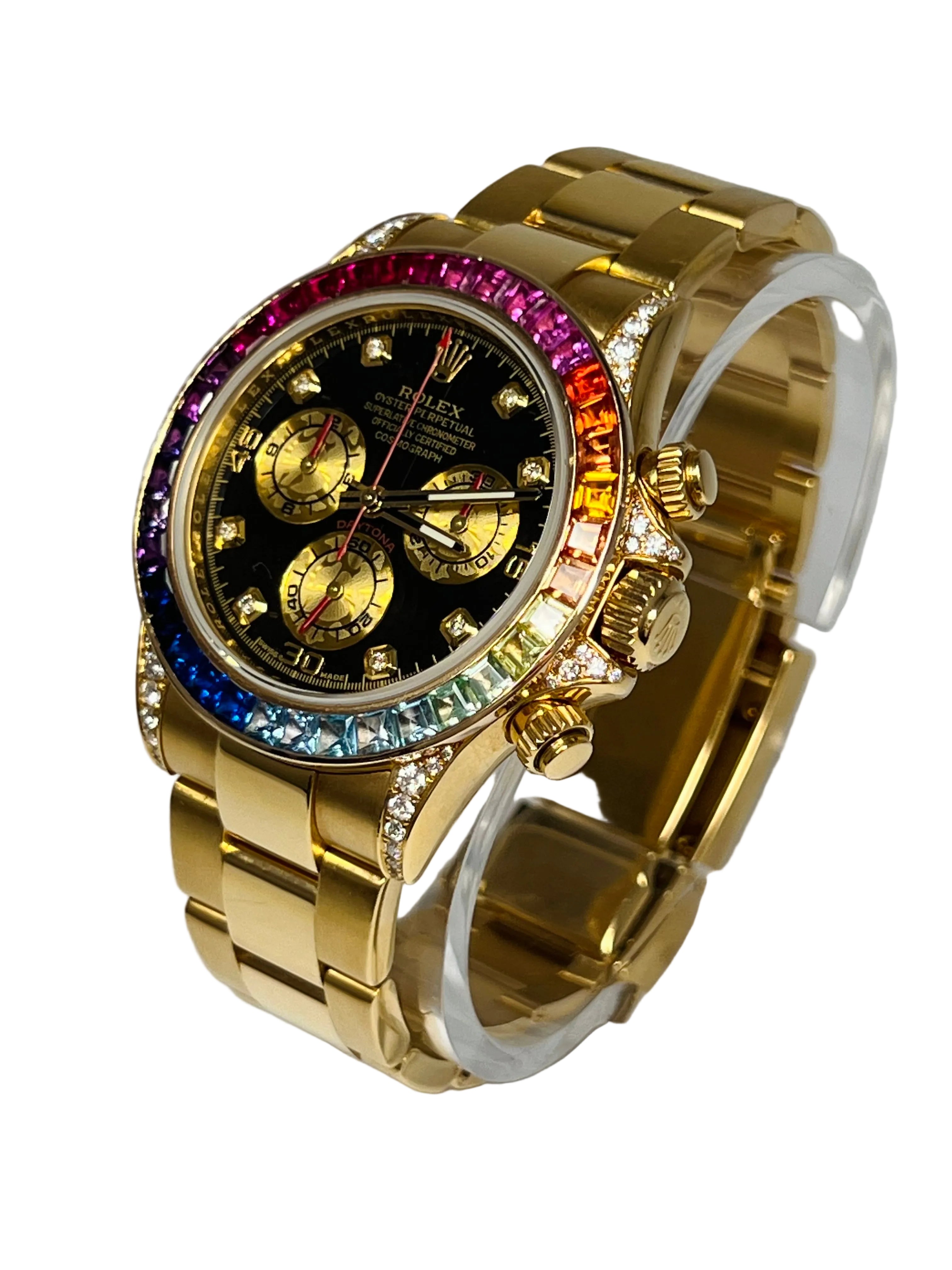 Rolex Daytona Cosmograph 'Rainbow' 18K Yellow Gold & Diamonds & Sapphires Men's Watch