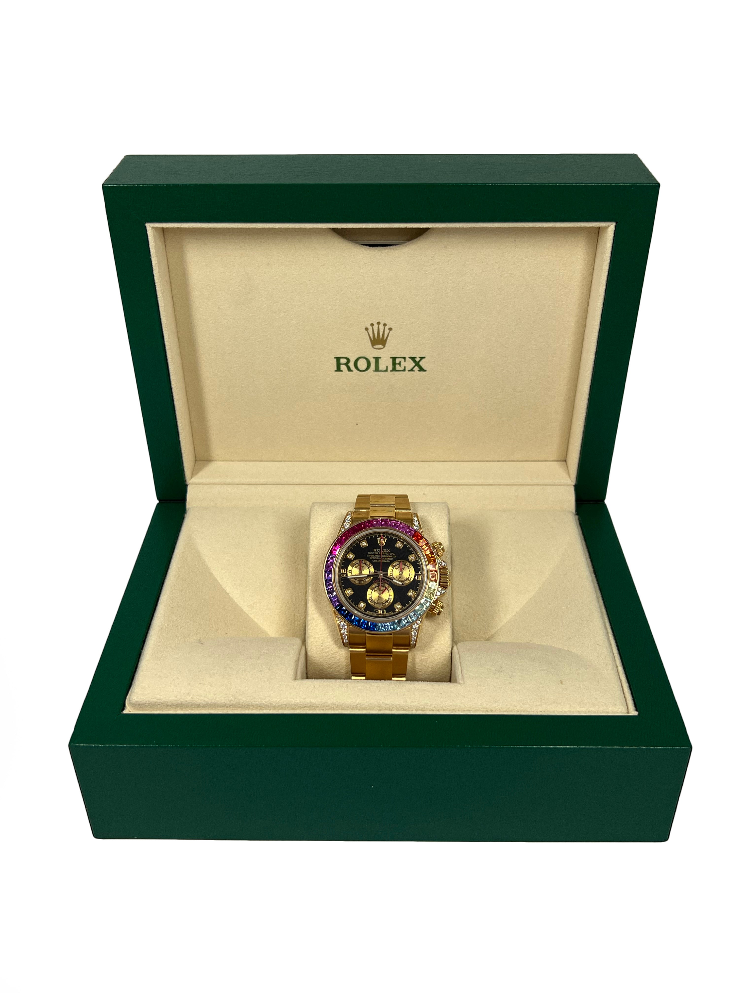 Rolex Daytona Cosmograph 'Rainbow' 18K Yellow Gold & Diamonds & Sapphires Men's Watch