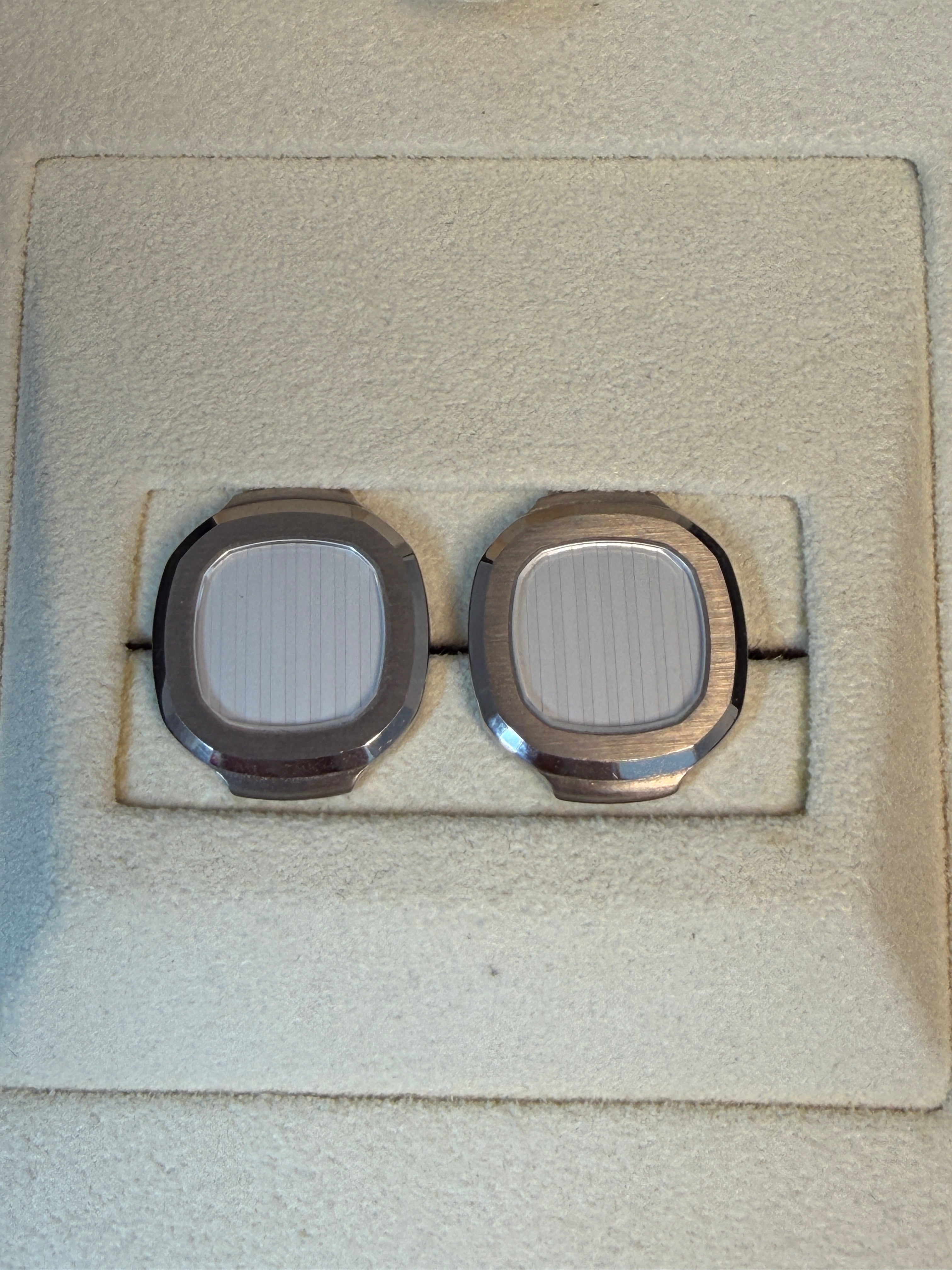 Patek Philippe Nautilus 18K White Gold Cufflinks with Silvery-White Center
