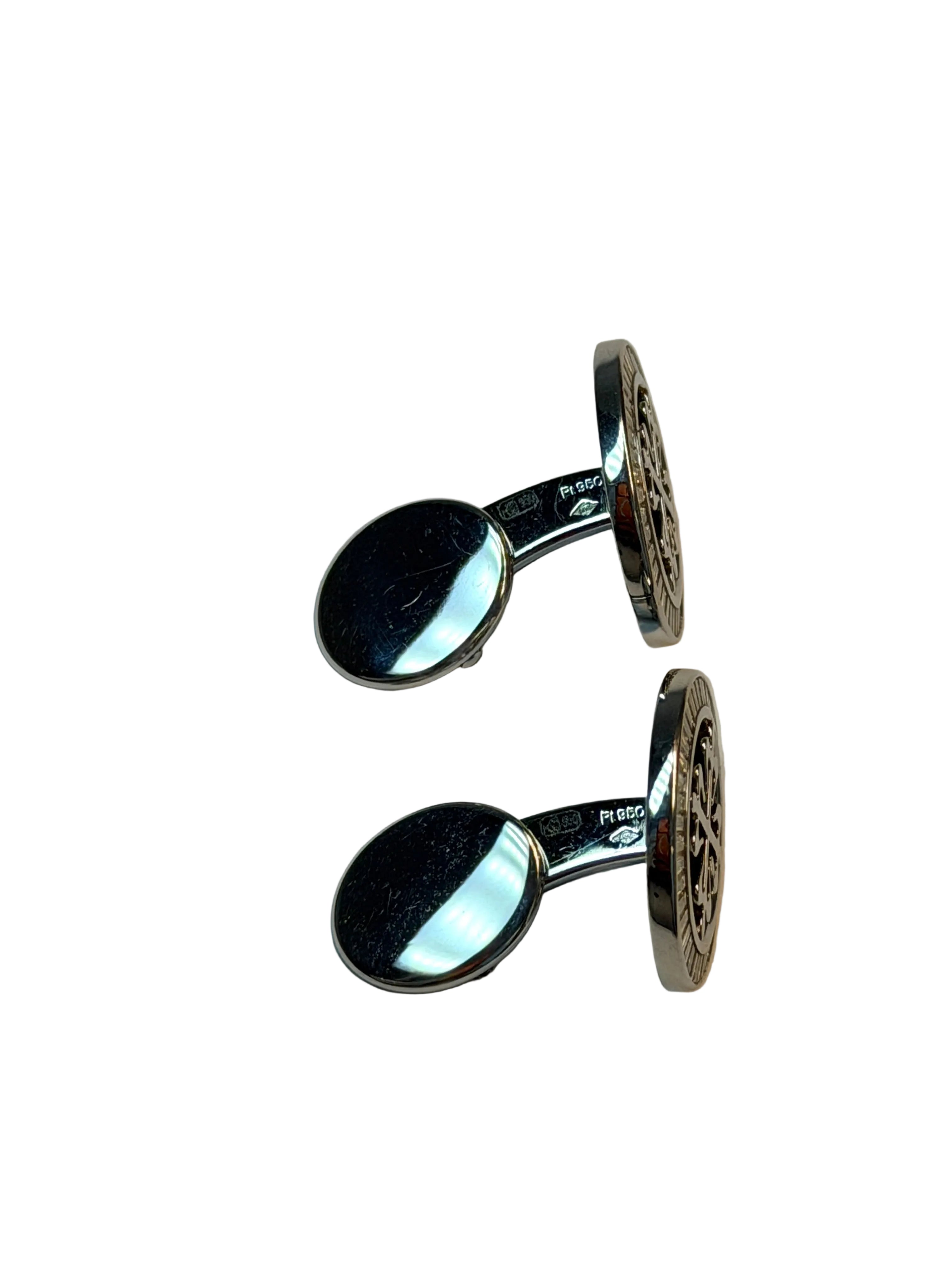 Patek Philippe Calatrava Platinum Cufflinks with 84 Baguette-Cut Diamonds