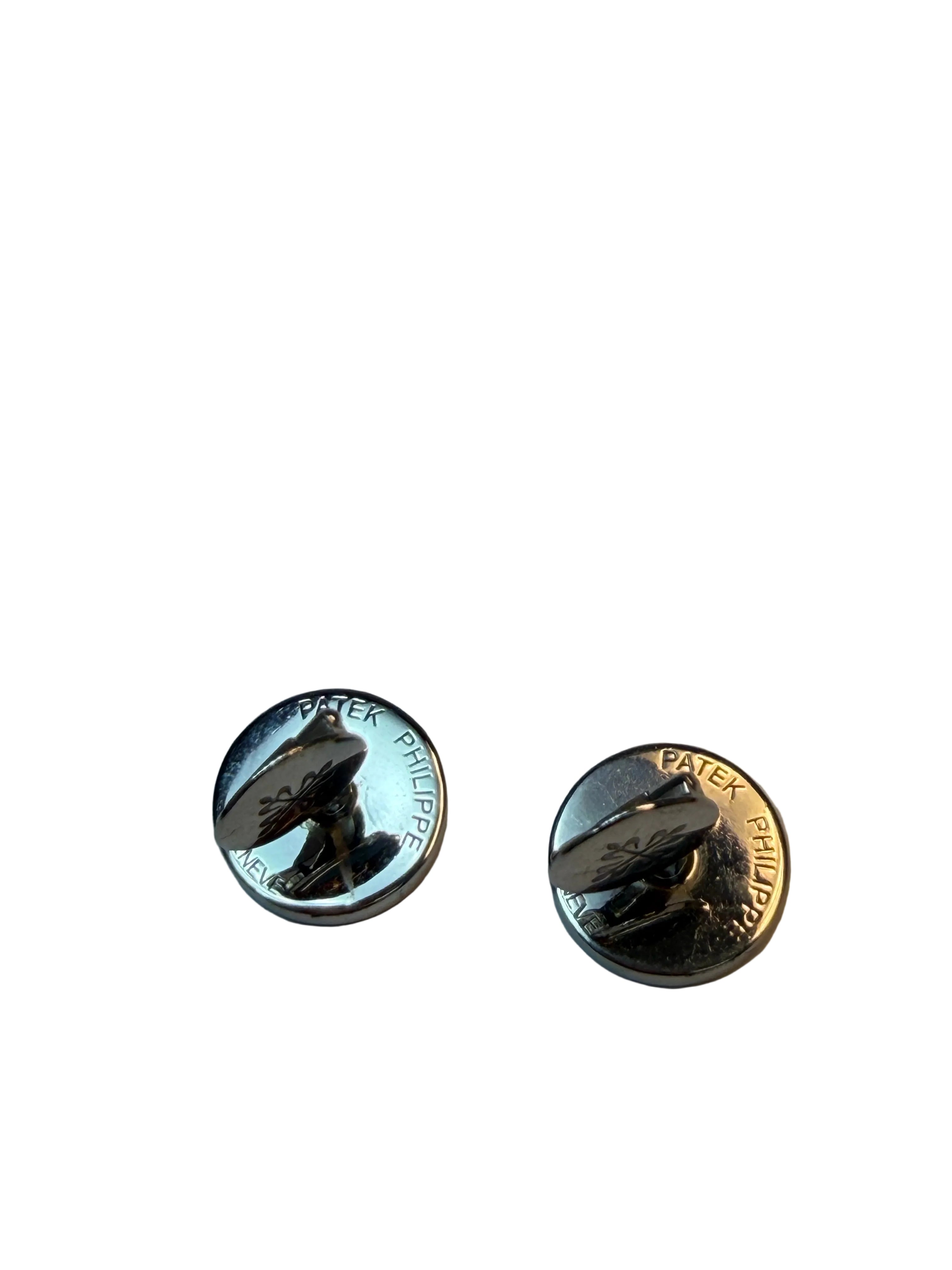 Patek Philippe Calatrava 18K White Gold Cufflinks with Onyx and 60 White Diamonds