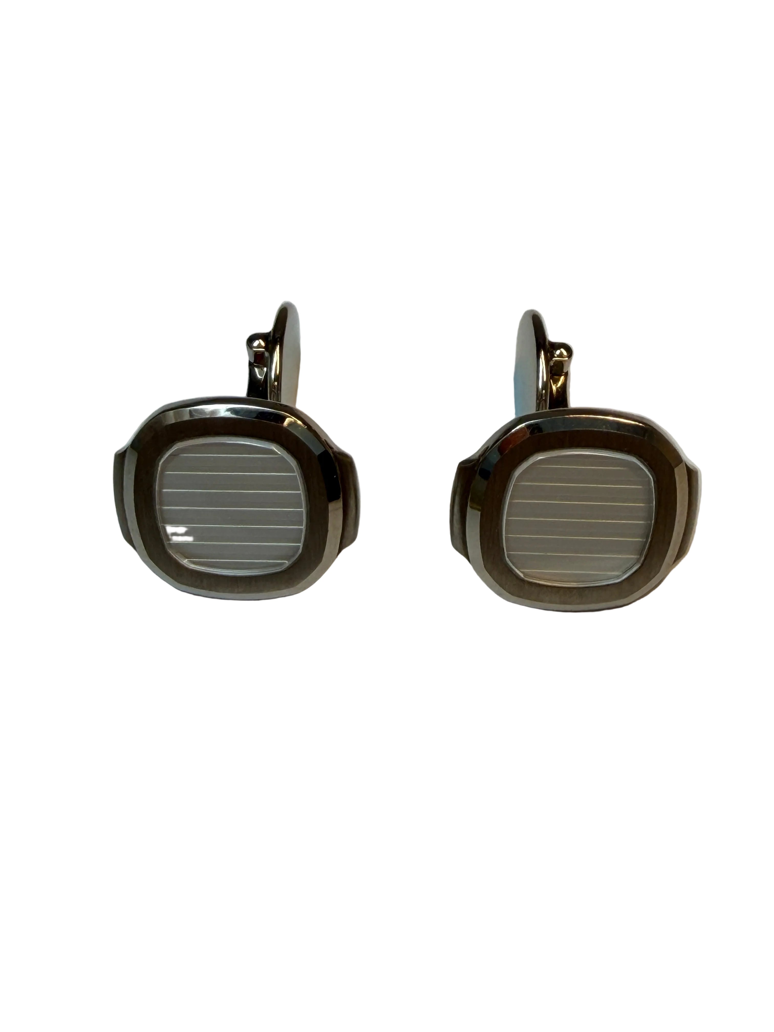 Patek Philippe Nautilus 18K White Gold Cufflinks with Silvery-White Center