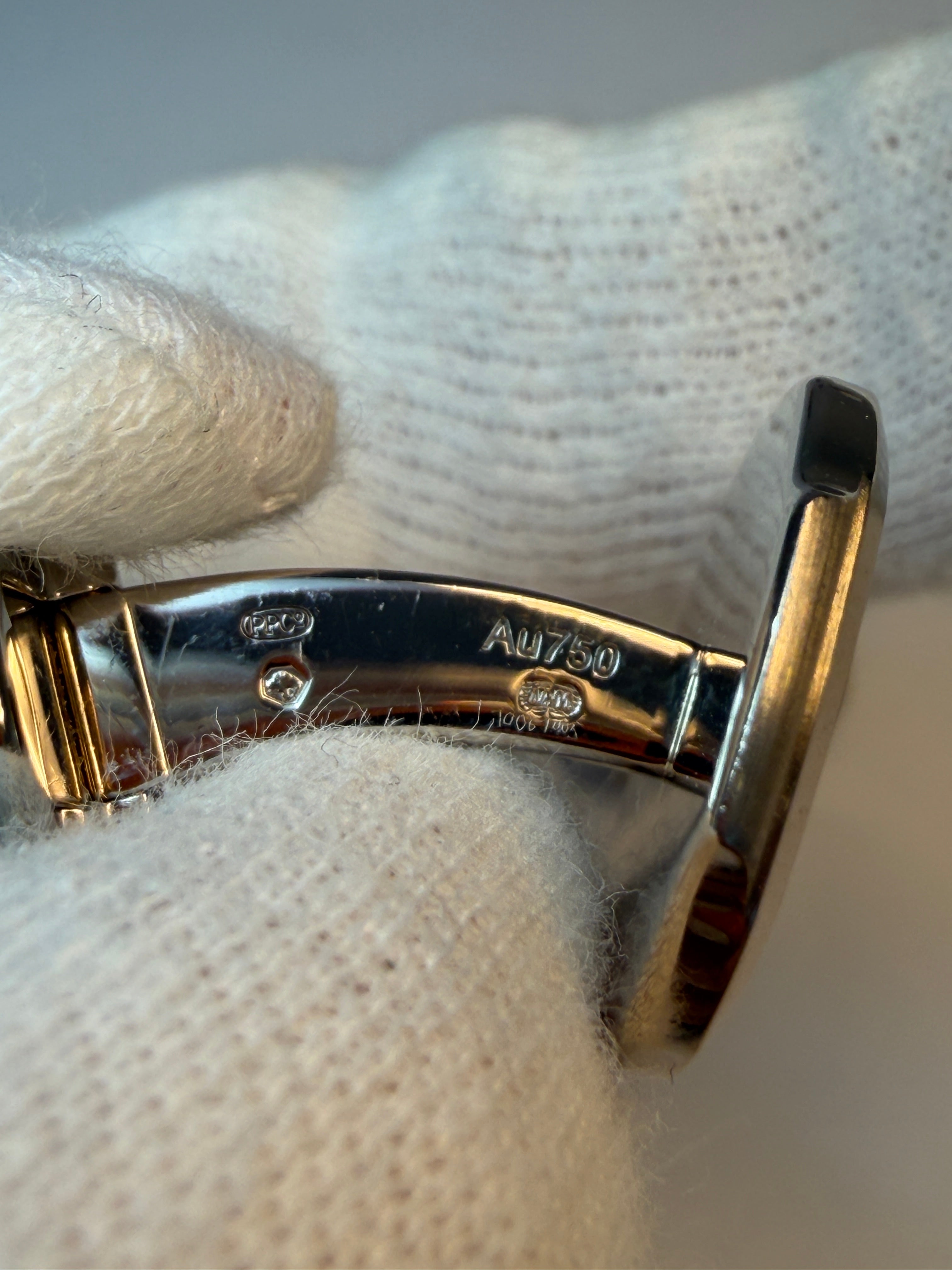 Patek Philippe Nautilus 18K White Gold Cufflinks with Sapphire Crystal Blue Center