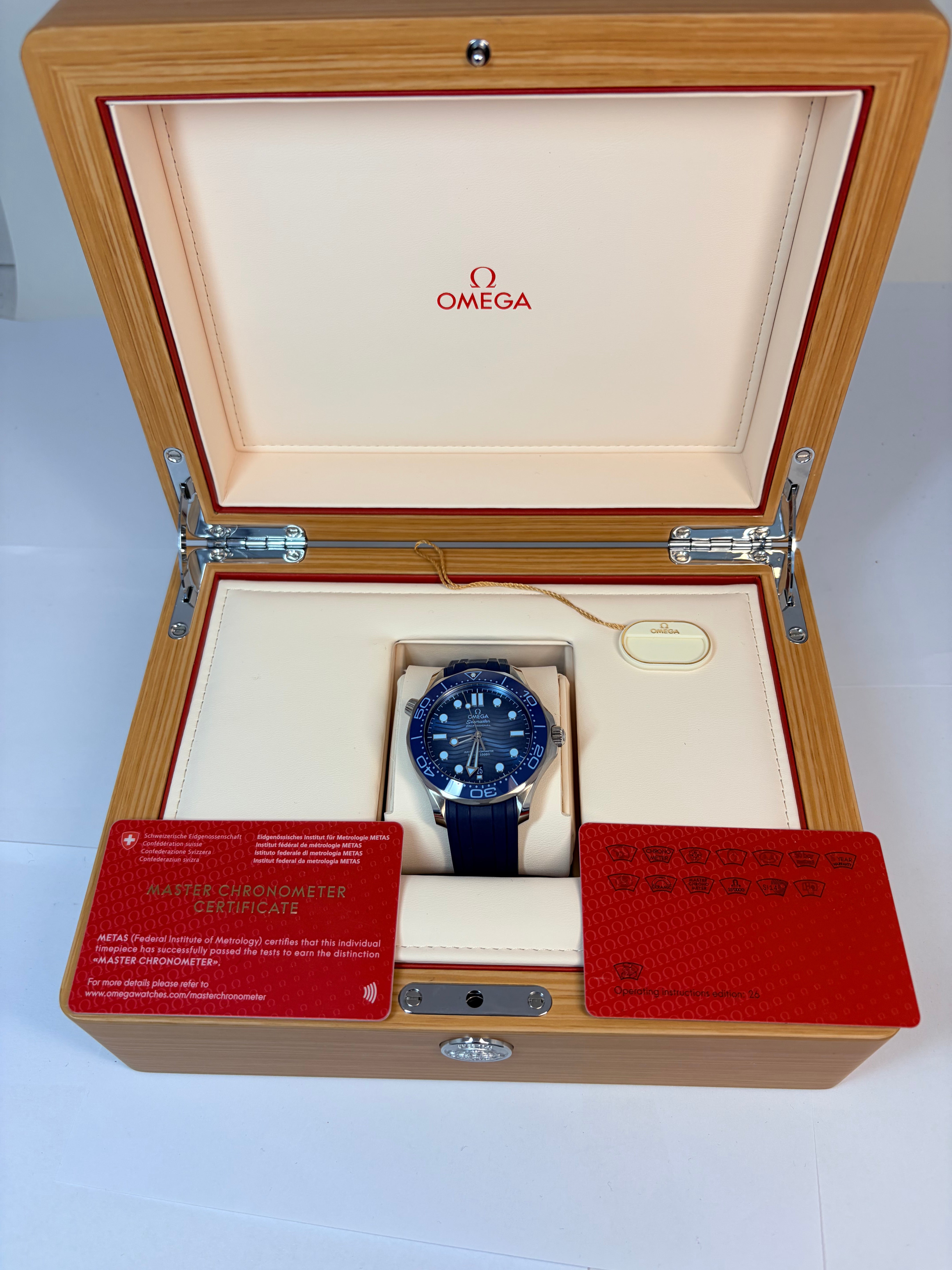 Omega Seamaster Diver 300M Co-Axial Master Chronometer Summer Blue Stainless Steel Men's Watch