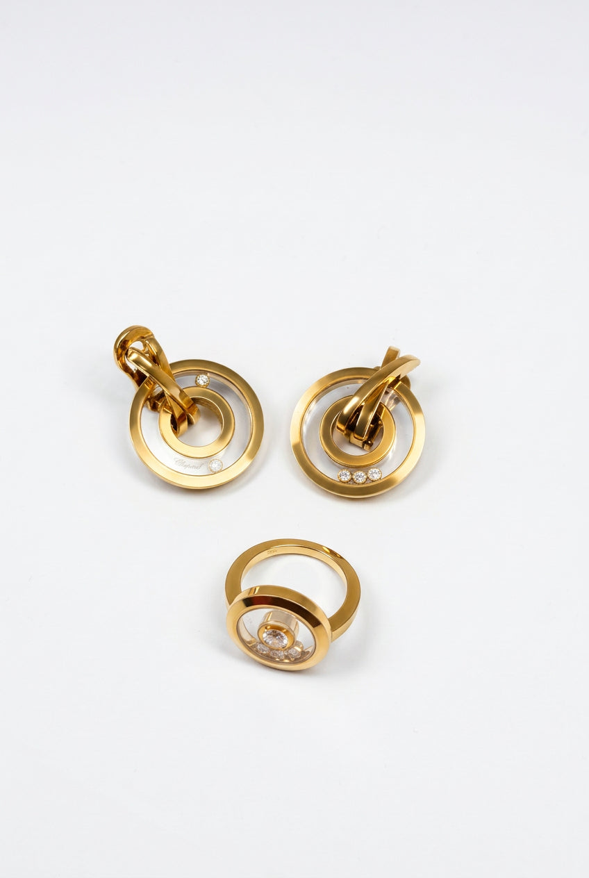 Chopard Happy Diamonds 18K Yellow Gold Ring & Earrings Set