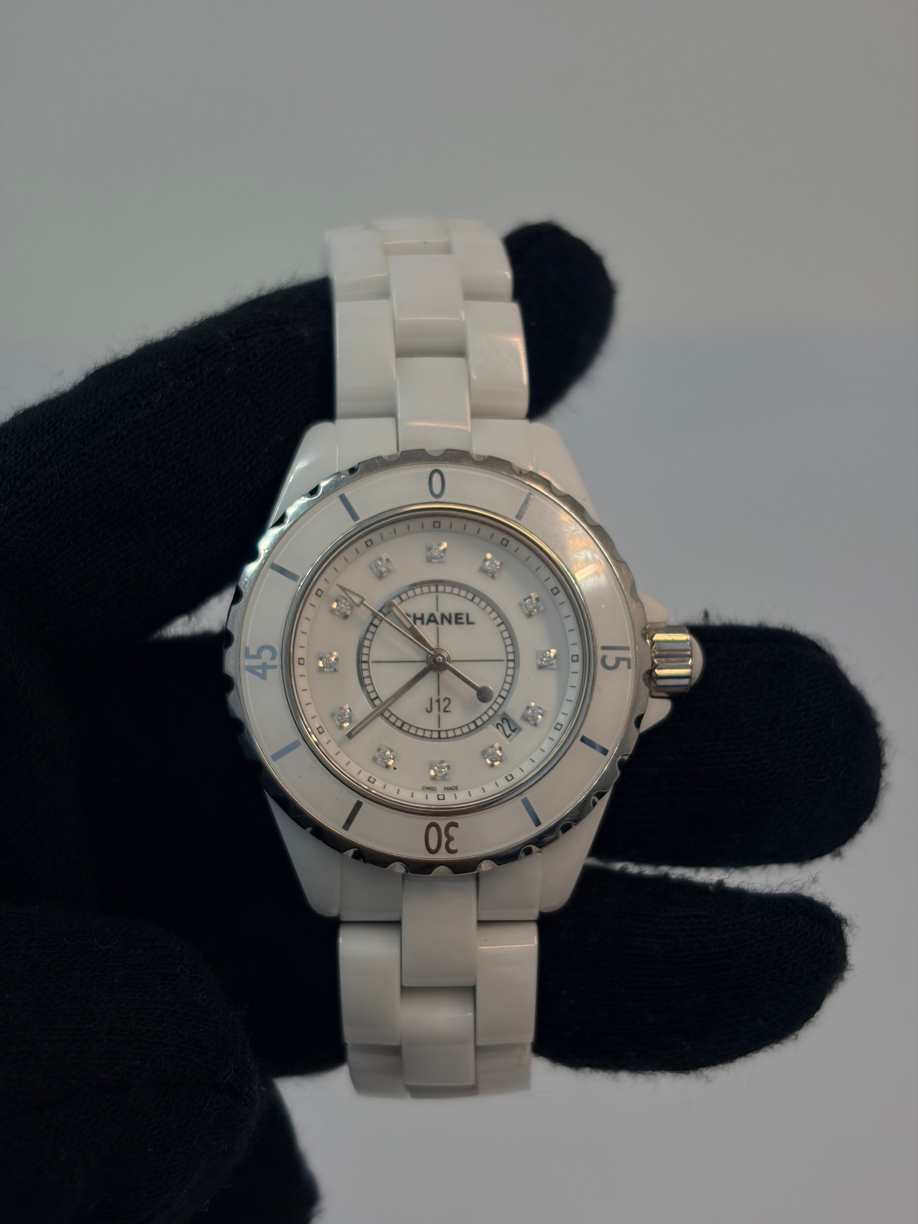 Chanel J12 White Ceramic & Diamond Ladies’ Watch