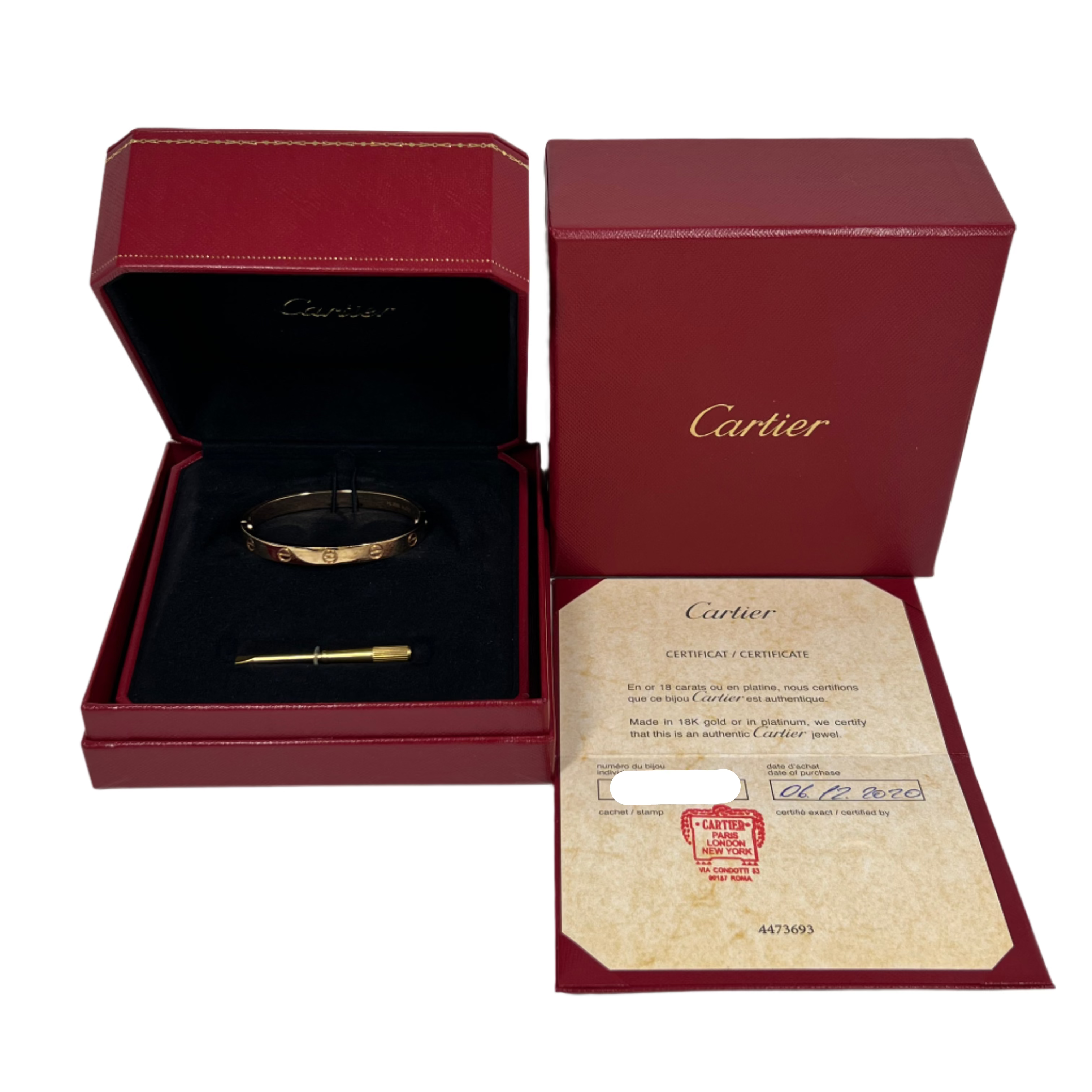 Cartier Love 18K Rose Gold with a Screwdriver Lady's Bracelet