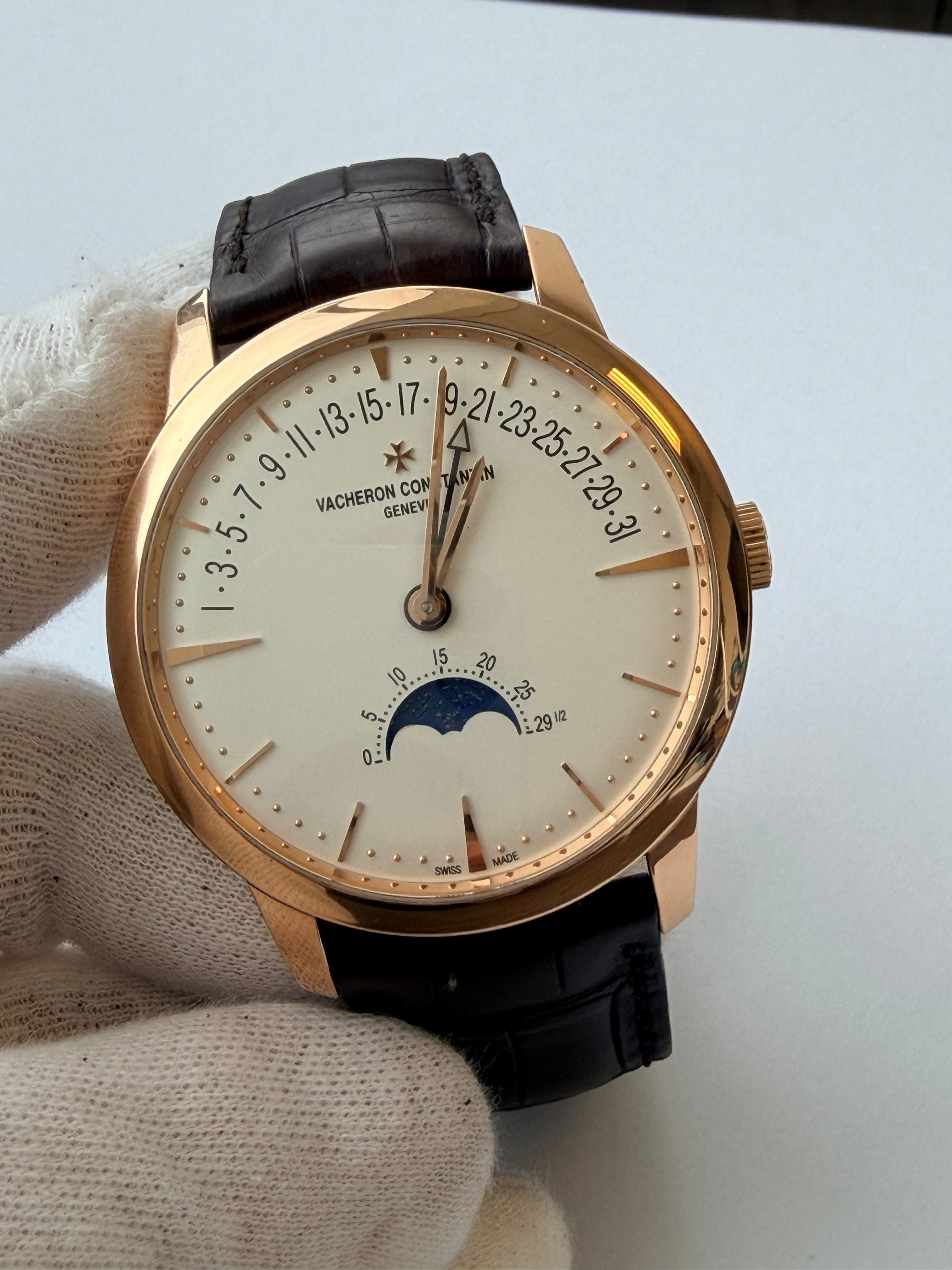 Vacheron Constantin Patrimony Moonphase Retrograde 18K Rose Gold Men's Watch