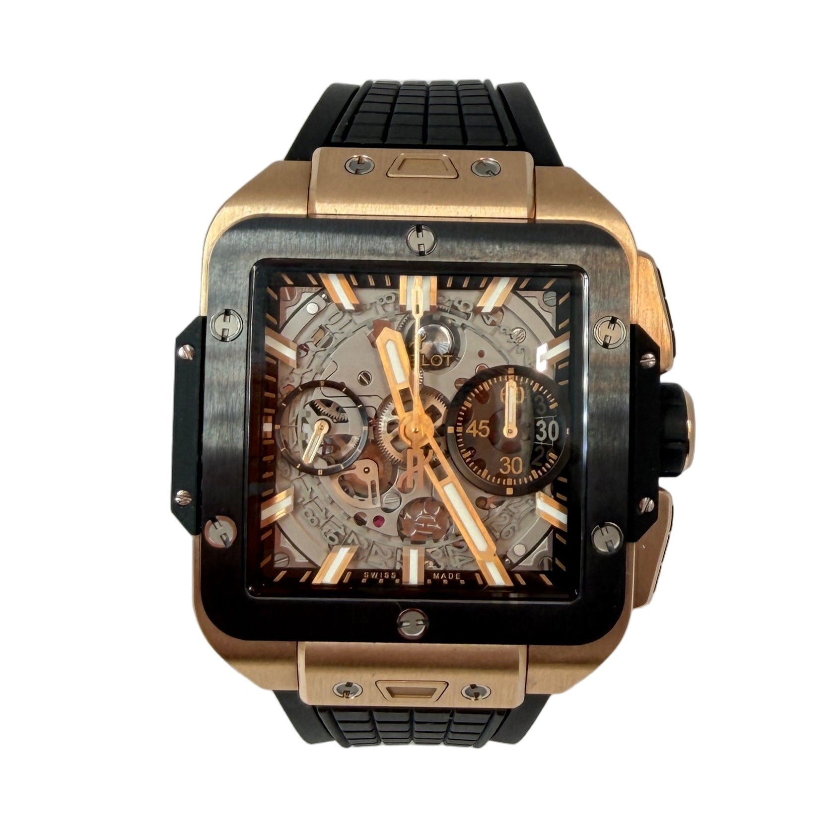Hublot Square Bang Unico 18K King Gold & Ceramic Men's Watch (Copy)