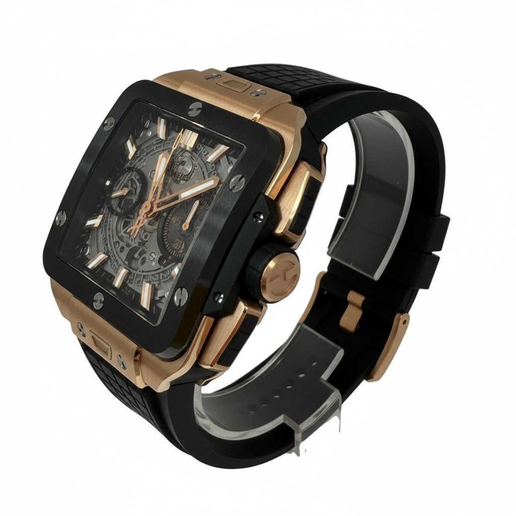 Hublot Square Bang Unico 18K King Gold & Ceramic Men's Watch (Copy)