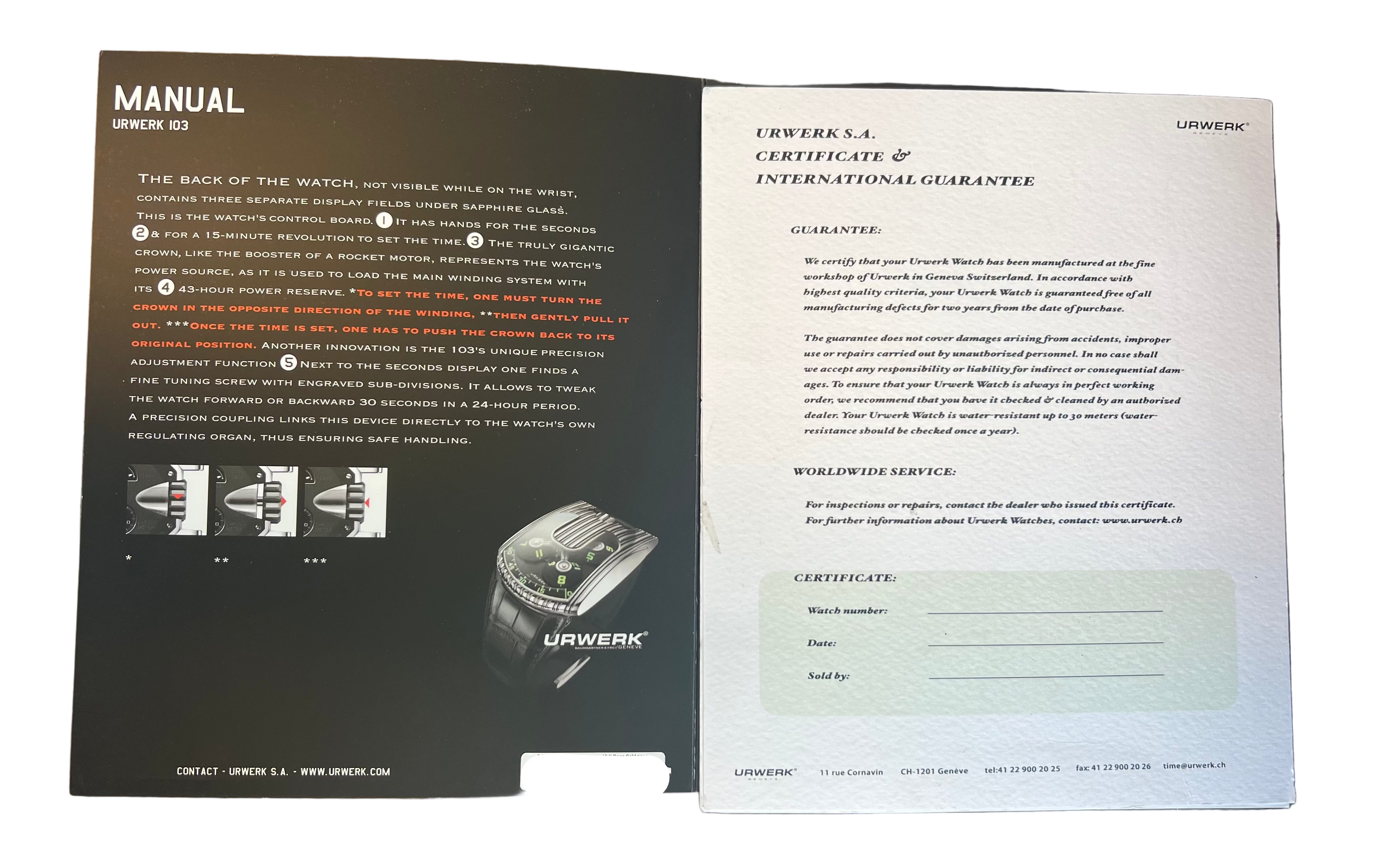 Urwerk UR-103 18k Rose Gold Mens Watch